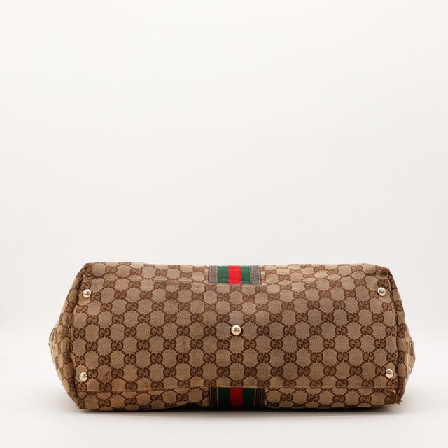 Fond Tote Bag Gucci Web GG Canvas avec pieds de protection — AMANA Vintage