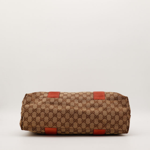 Vue du fond Tote Bag Bamboo Gucci toile GG canvas — AMANA Vintage