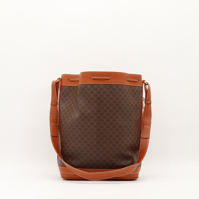 Sac seau Celine Macadam vue de dos toile Macadam marron — AMANA Vintage