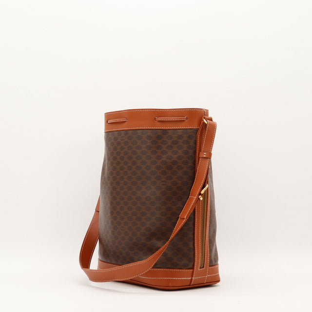 Sac seau Celine Macadam vue de côté zip latéral doré — AMANA Vintage