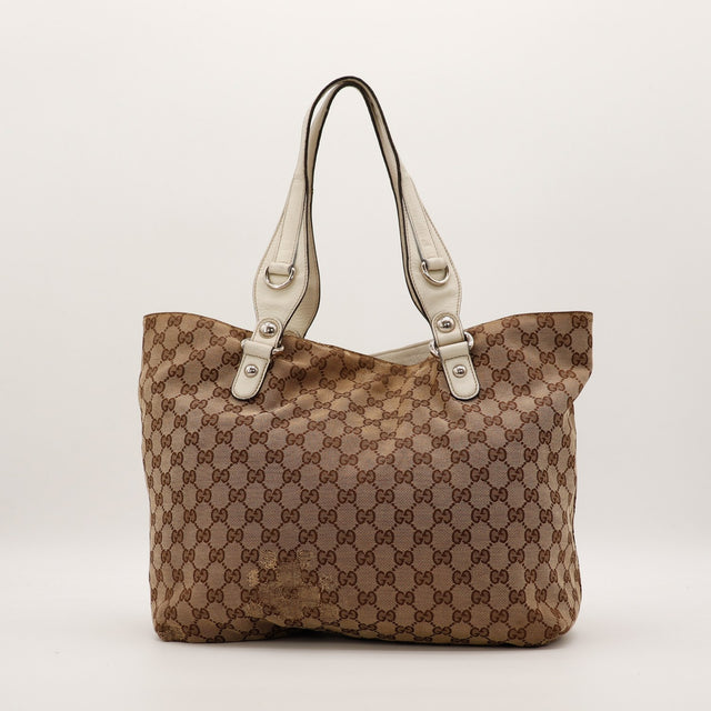 Face arriere Tote Horsebit Gucci beige cuir ivoire vintage — AMANA Vintage