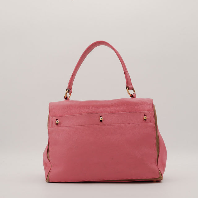 Vue de dos sac Yves Saint Laurent Muse rose occasion — AMANA Vintage