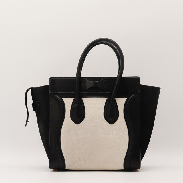 Vue de profil Céline Luggage Micro ailes en nubuck occasion authentique — AMANA Vintage