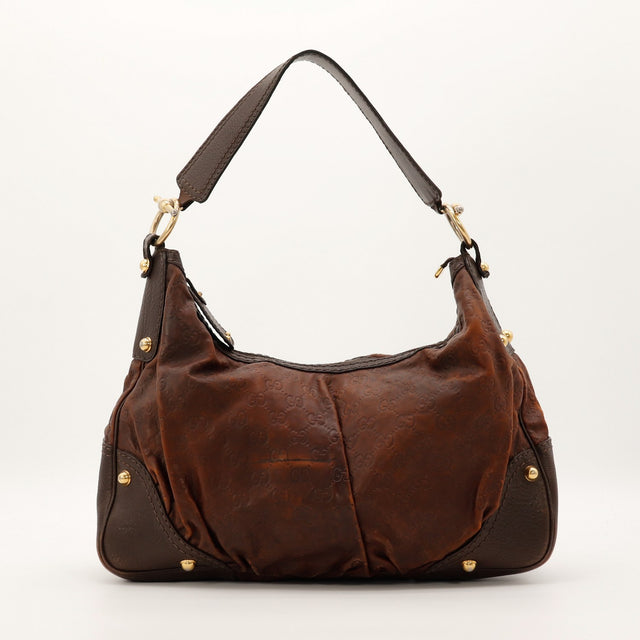 Sac Gucci Hobo Guccissima cuir marron vue de face occasion authentique — AMANA Vintage