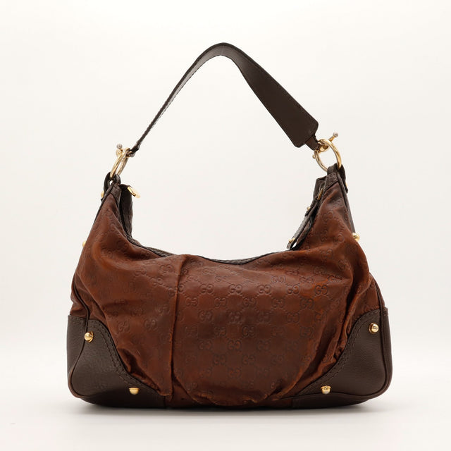 Vue de dos Gucci Hobo Guccissima cuir marron vintage — AMANA Vintage