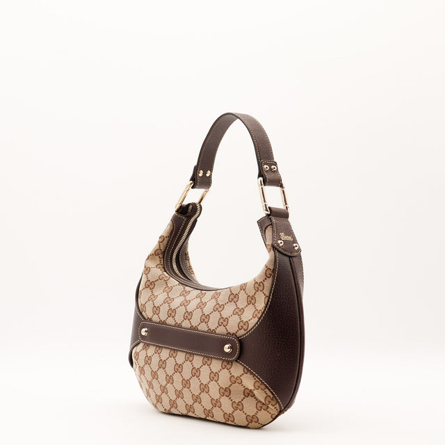 Vue de profil droit Gucci Hobo Bambou cuir marron anse réglable — AMANA Vintage