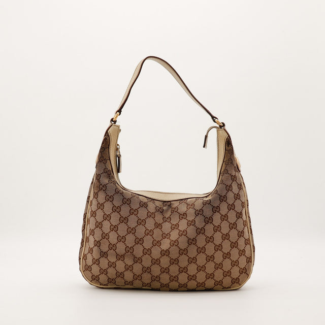 Sac Gucci Hobo GG canvas beige vue de face occasion authentique — AMANA Vintage
