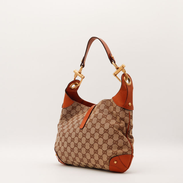 Gucci New Jackie vue trois quarts droite cuir grainé terracotta — AMANA Vintage