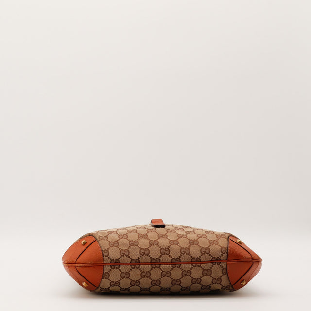 Gucci New Jackie vue du dessous toile monogrammée coins cuir — AMANA Vintage