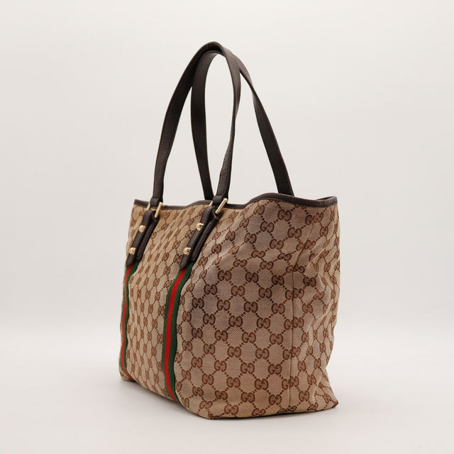 Tote Bag Bamboo Gucci vue de trois quarts droit cuir marron et anses — AMANA Vintage