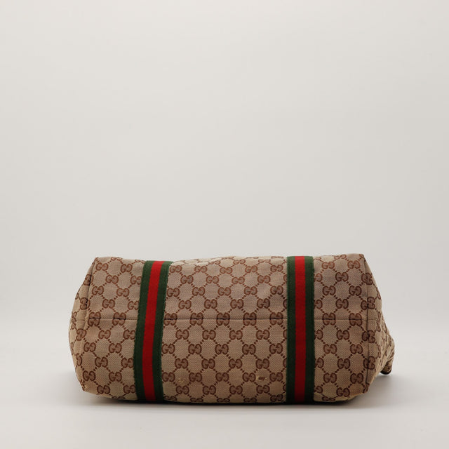 Tote Bag Bamboo Gucci vue du fond canvas GG et ruban Web — AMANA Vintage