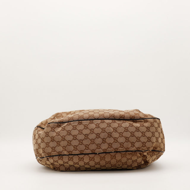Vue du fond Gucci Hobo Web canvas GG beige occasion — AMANA Vintage