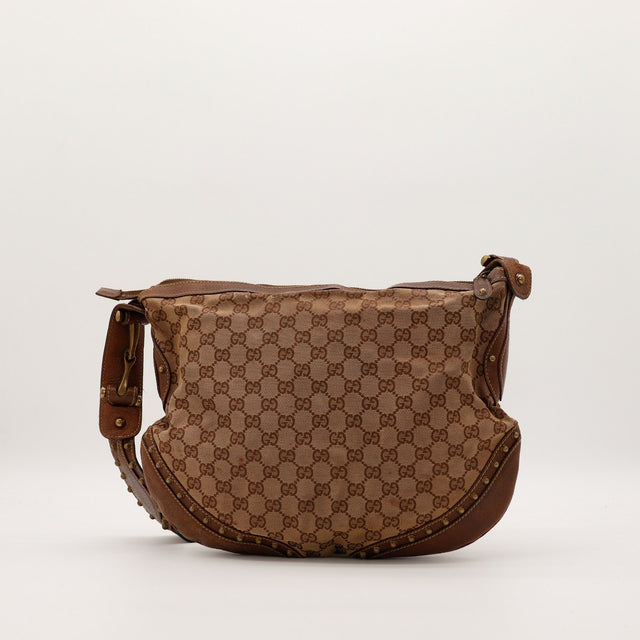 Sac Gucci Hobo Web canvas GG vue de dos occasion vintage — AMANA Vintage