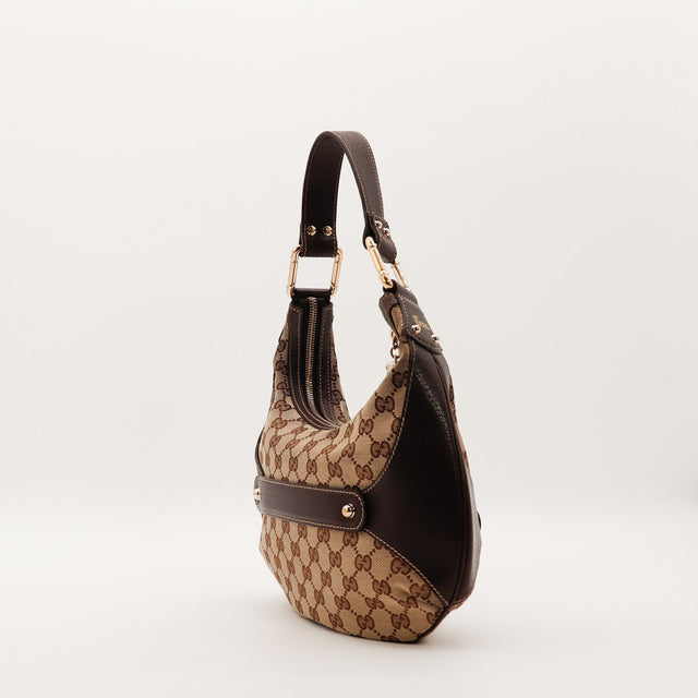 Vue de dessous Hobo Bambou Gucci toile monogrammée fond plat — AMANA Vintage