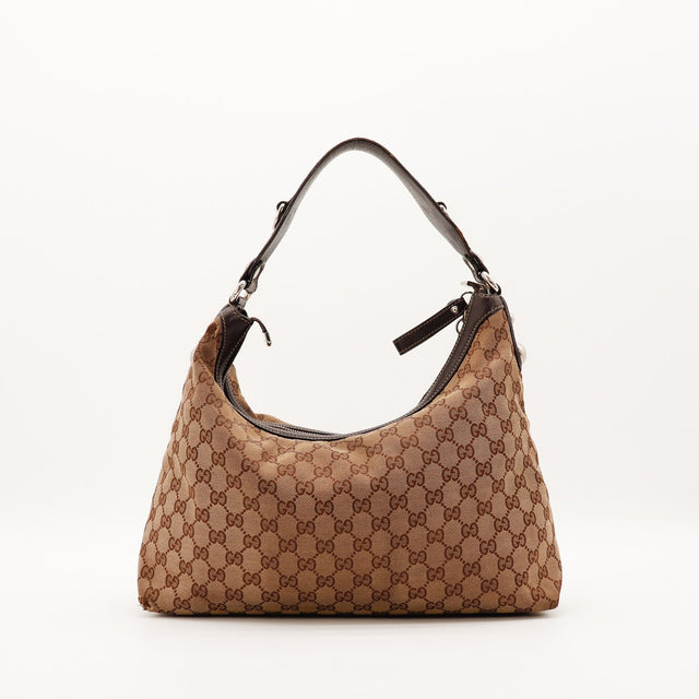 Vue arrière Hobo Gucci toile monogrammée beige occasion — AMANA Vintage
