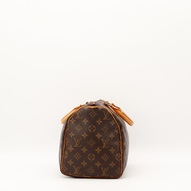 Tirette cuir et argenterie dorée Louis Vuitton Speedy 30 — AMANA Vintage