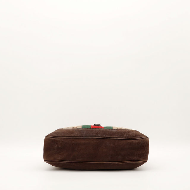 Vue du fond Gucci New Jackie cuir grainé marron état coins — AMANA Vintage