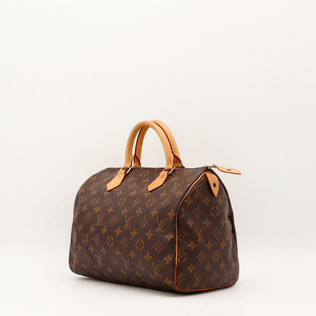 Detail cuir vachette patine claire Louis Vuitton Speedy 30 — AMANA Vintage