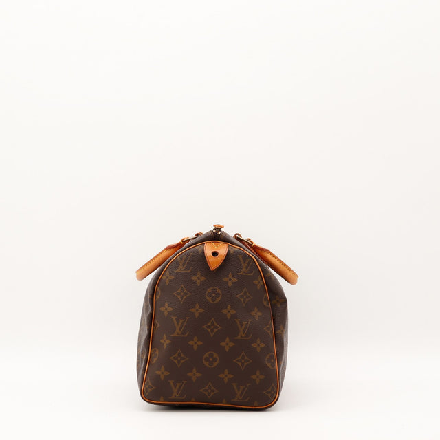 Vue de côté Louis Vuitton Speedy 30 toile Monogramme occasion authentique — AMANA Vintage