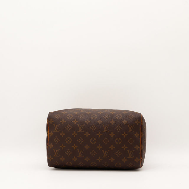 Vue de dessus ouverte Louis Vuitton Speedy 30 toile Monogramme — AMANA Vintage