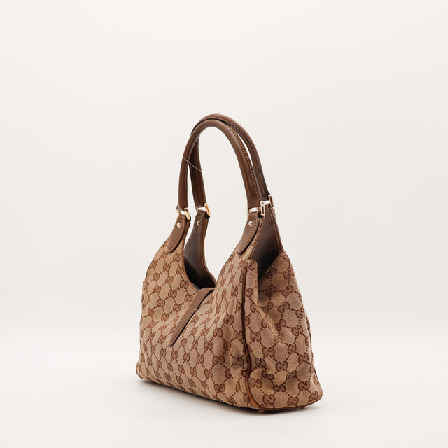 Sac Gucci New Jackie vue de profil côté droit toile monogrammée — AMANA Vintage