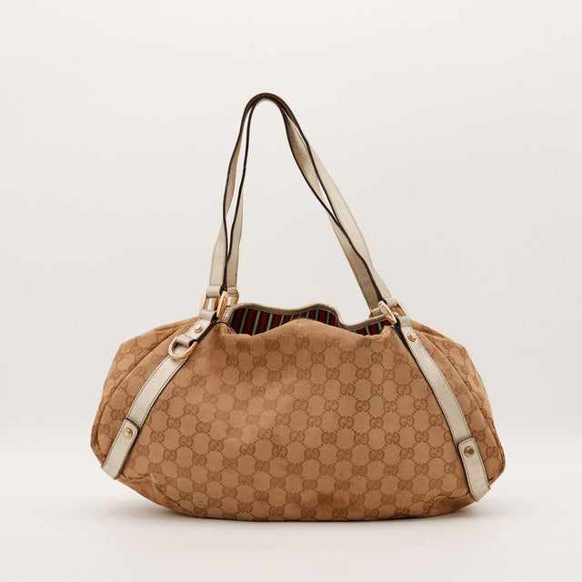Dos du sac Gucci Hobo toile monogrammée beige — AMANA Vintage
