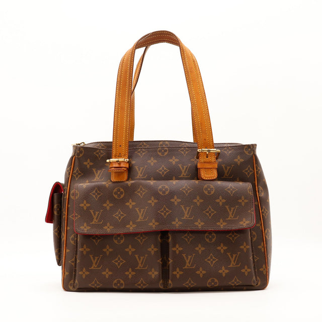 Sac Louis Vuitton Multipli Cité toile Monogram vue de face avec poche frontale à rabat occasion authentique — AMANA Vintage