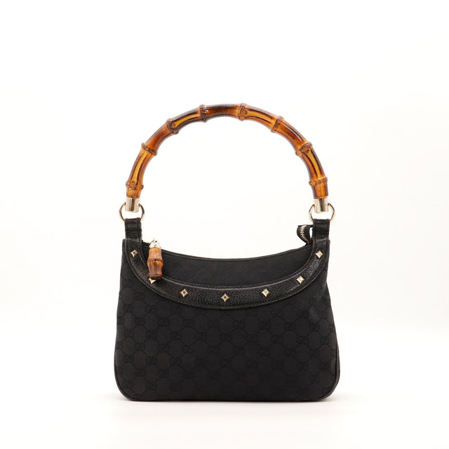 Face arrière Hobo Bambou Gucci toile monogrammée noire — AMANA Vintage