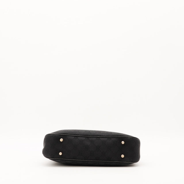 Vue du fond Hobo Bambou Gucci noir pieds argentés — AMANA Vintage