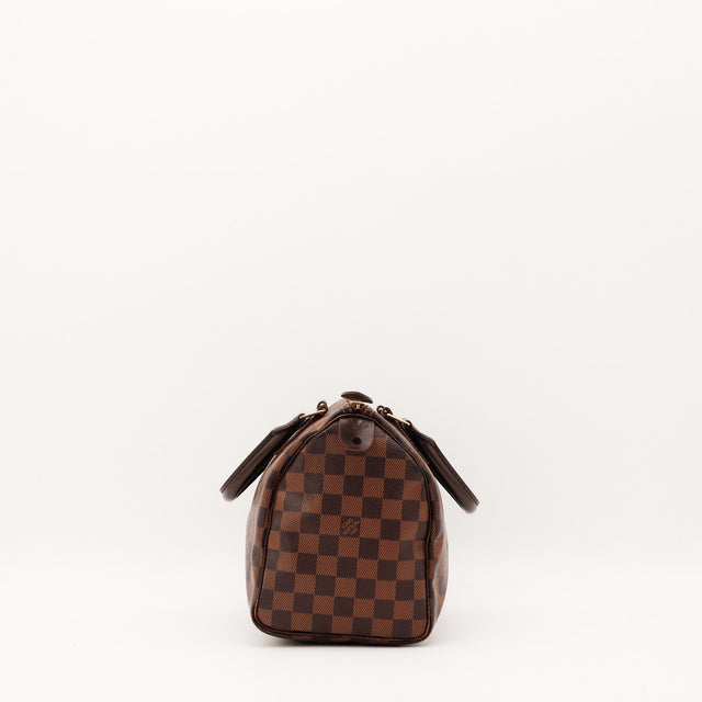 Interieur doublure rouge Louis Vuitton Speedy 25 Damier Ébène occasion authentique — AMANA Vintage