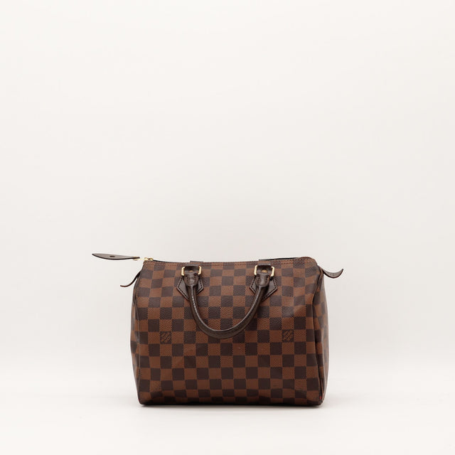 Coins et cuir des renforts Louis Vuitton Speedy 25 Damier Ébène occasion authentique — AMANA Vintage