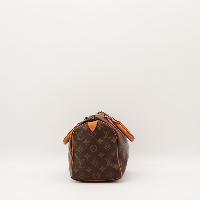 Coins et tirette cuir Louis Vuitton Speedy 25 toile Monogram — AMANA Vintage