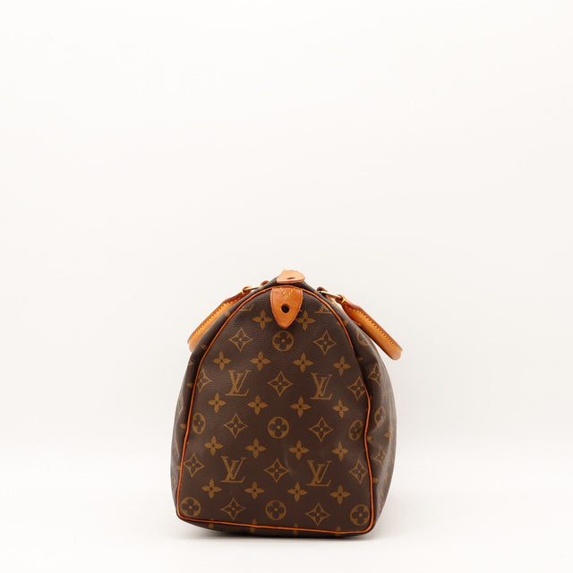 Anses vachette patinee Louis Vuitton Speedy 35 Monogram occasion authentique — AMANA Vintage
