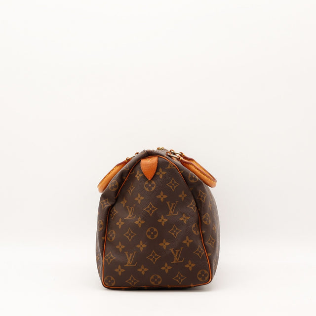 Coins et vachette Louis Vuitton Speedy 35 Monogram occasion authentique — AMANA Vintage