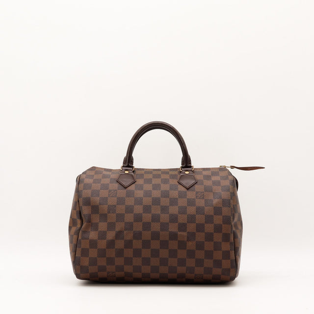 Sac Louis Vuitton Speedy 30 toile Damier Ébène vue de face occasion authentique — AMANA Vintage