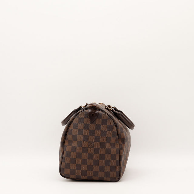 Intérieur doublure rouge Louis Vuitton Speedy 30 Damier Ébène occasion — AMANA Vintage