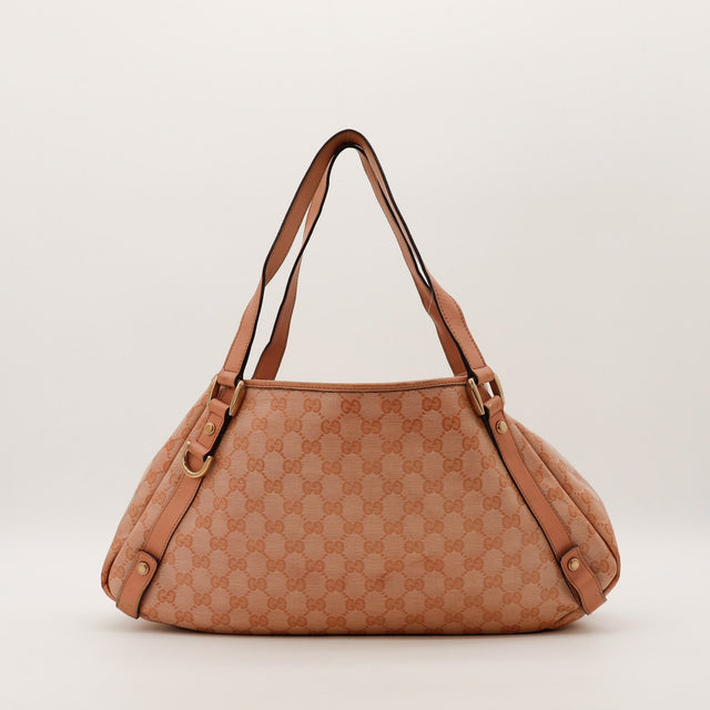 Gucci Hobo monogramme rose vue de dos occasion authentique — AMANA Vintage
