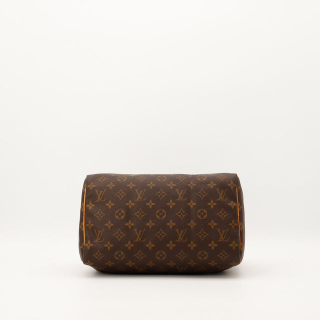 Detail coin superieur Louis Vuitton Speedy 30 tab vachette et zip dore — AMANA Vintage