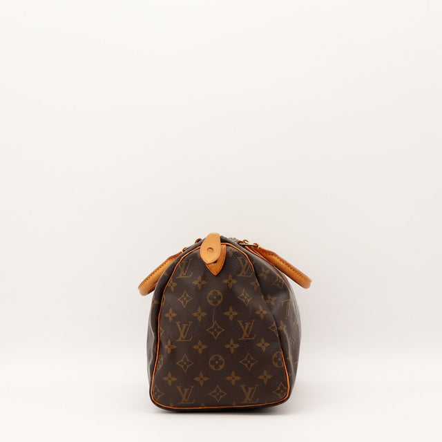 Vue de côté Louis Vuitton Speedy 30 toile Monogramme occasion authentique — AMANA Vintage