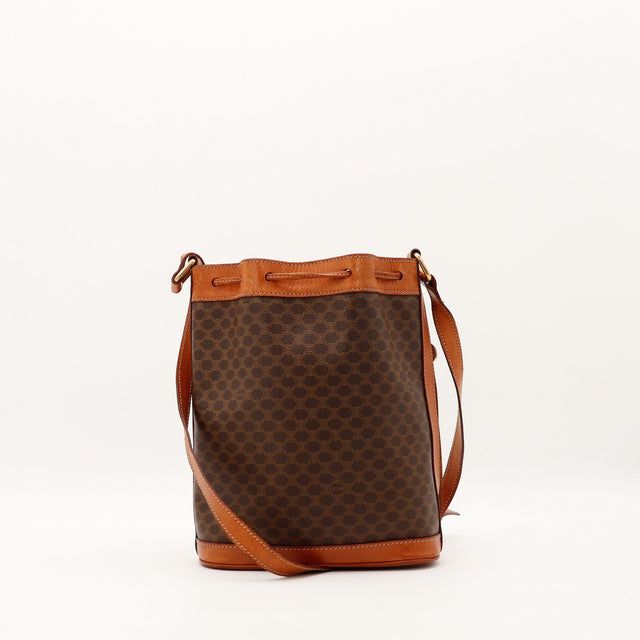 Sac seau Celine Macadam face arrière toile monogrammée marron — AMANA Vintage