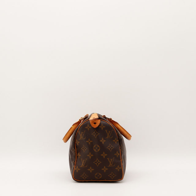 Vue de côté Louis Vuitton Speedy 25 toile Monogram occasion authentique — AMANA Vintage