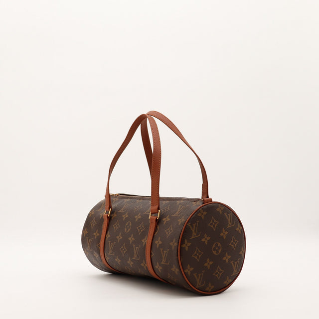 Louis Vuitton Papillon 30 vue de trois quarts gauche toile monogramme cuir vachette — AMANA Vintage