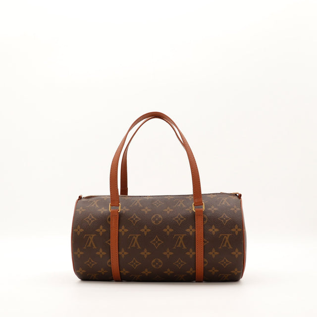 Louis Vuitton Papillon 30 vue de trois quarts droite patine caramel occasion — AMANA Vintage