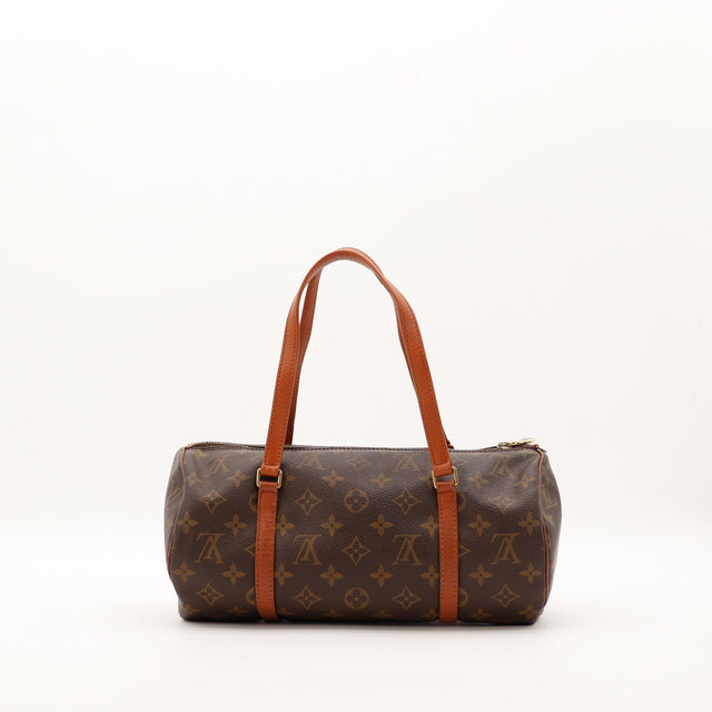 Louis Vuitton Papillon 30 vue de face alternative toile Monogramme cuir vachette caramel — AMANA Vintage