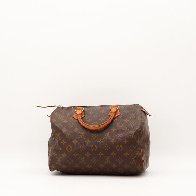 Anses en cuir vachette patinées Louis Vuitton Speedy 30 occasion authentique — AMANA Vintage