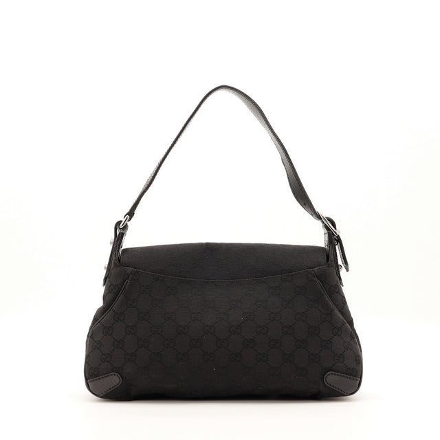 Vue arrière sac Gucci Horsebit Hobo toile monogrammée noire occasion — AMANA Vintage