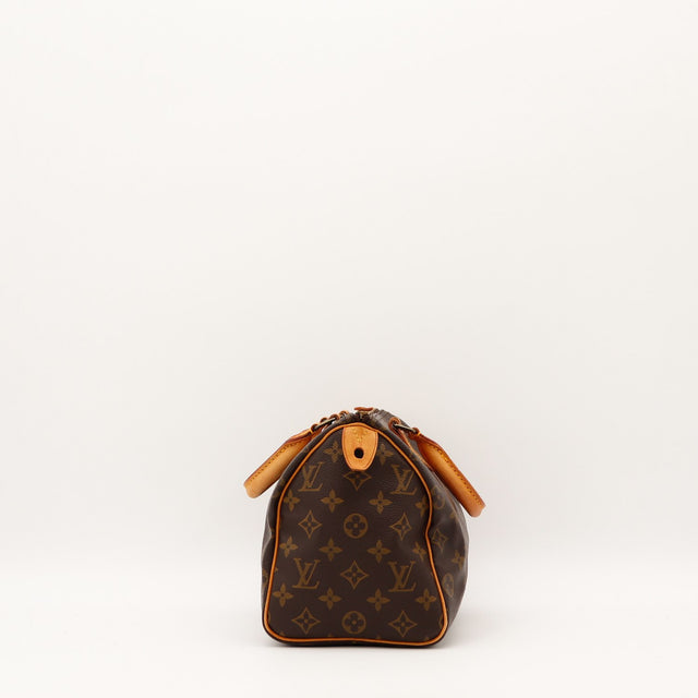 Anses Louis Vuitton Speedy 25 patine cuir vachette occasion authentique — AMANA Vintage