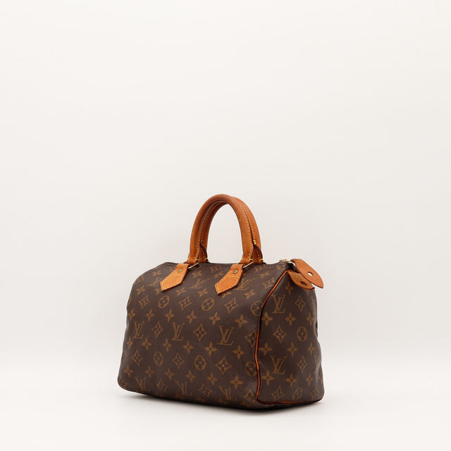 Détail patine caramel cuir vachette Louis Vuitton Speedy 25 — AMANA Vintage