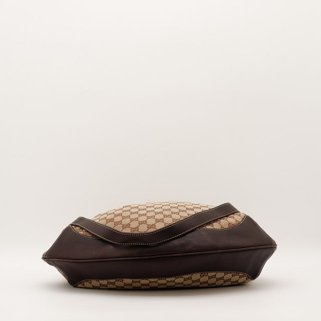 Gucci Hobo Bambou vue du fond cuir marron et toile monogrammée — AMANA Vintage