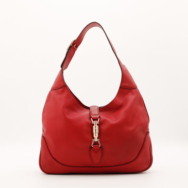 Sac Gucci New Jackie cuir lisse rouge vue de face occasion authentique — AMANA Vintage